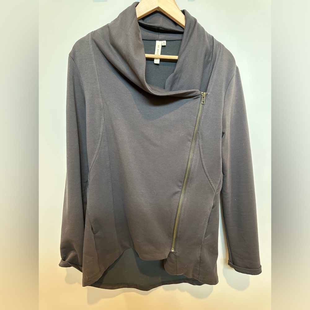 My Beloved - Asymmetrical zipper taupe sweatshirt top - like new